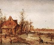 VELDE, Esaias van de Winter Landscape rt painting